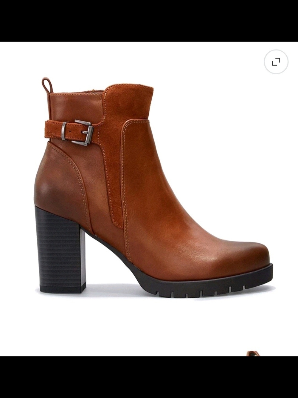 Sam & Libby Tan/Brown Leather Block Heel Ankle Boots